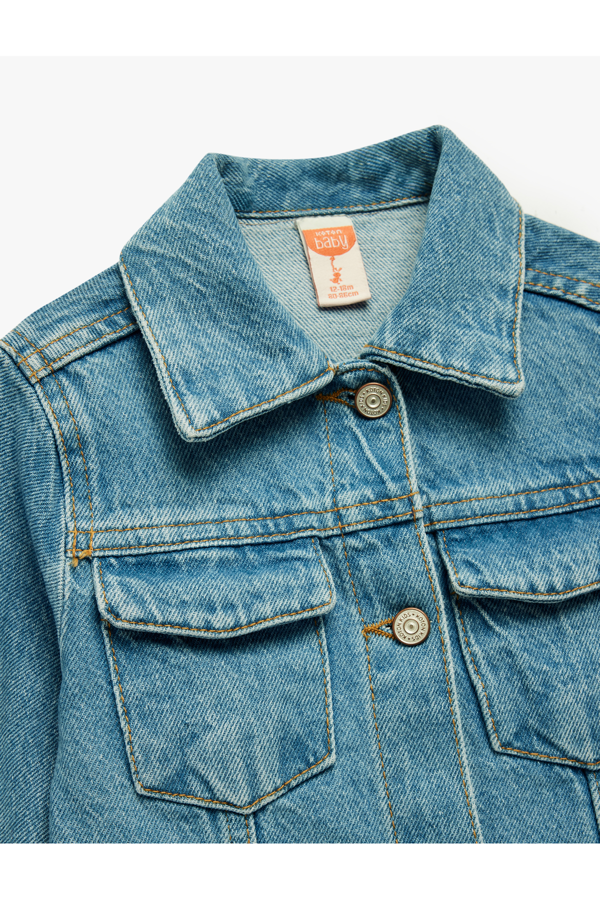 Koton Uzun Kollu Gömlek Yaka Kapaklı Cep Detaylı Pamuklu Denim Ceket fotoğrafı 3 (önizleme)