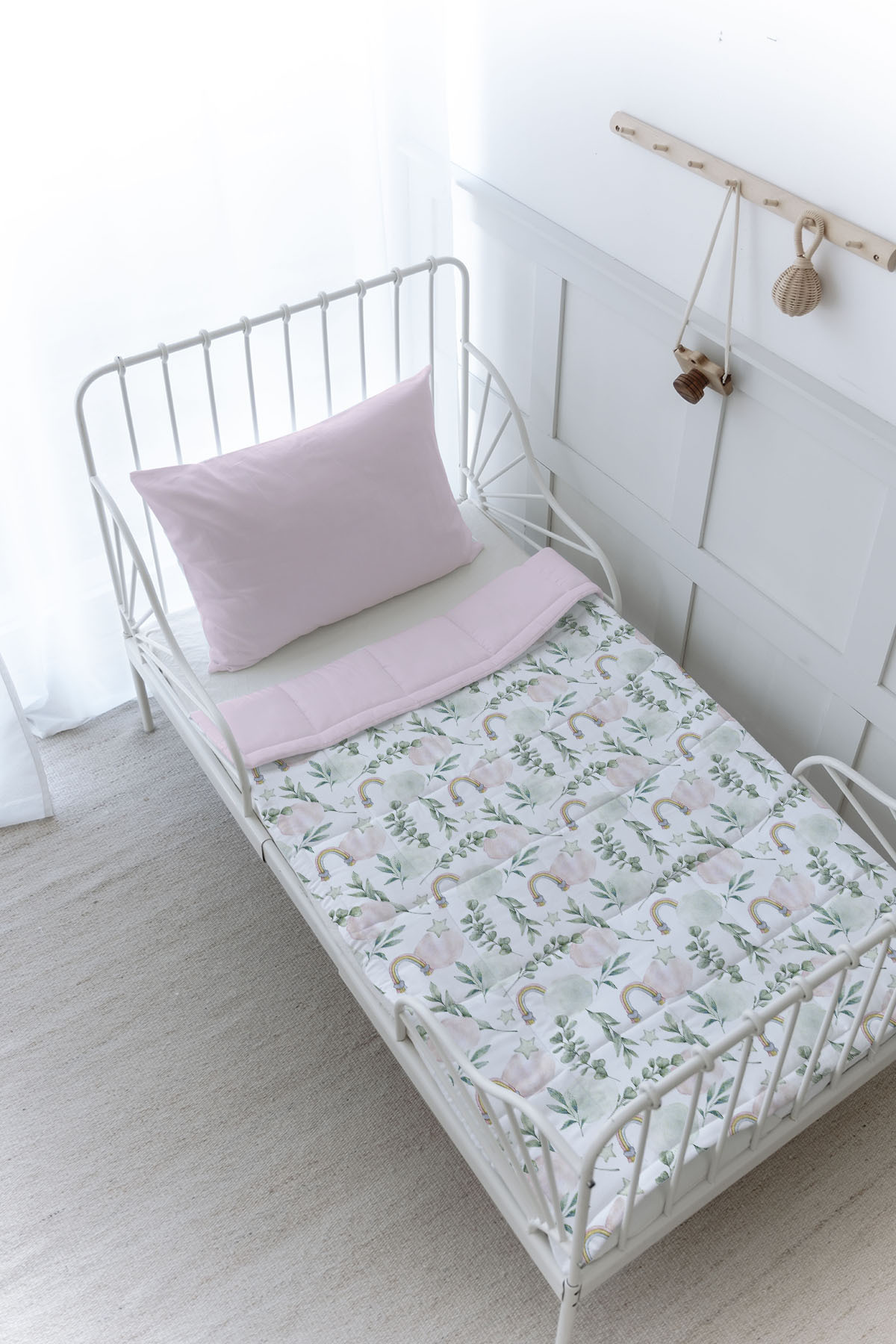 Tuğba Kuğu Organik Baskılı Montessori (100x200 Cm) Yorgan Seti - Iconic Serisi - Pamuk Şeker Bulutlar