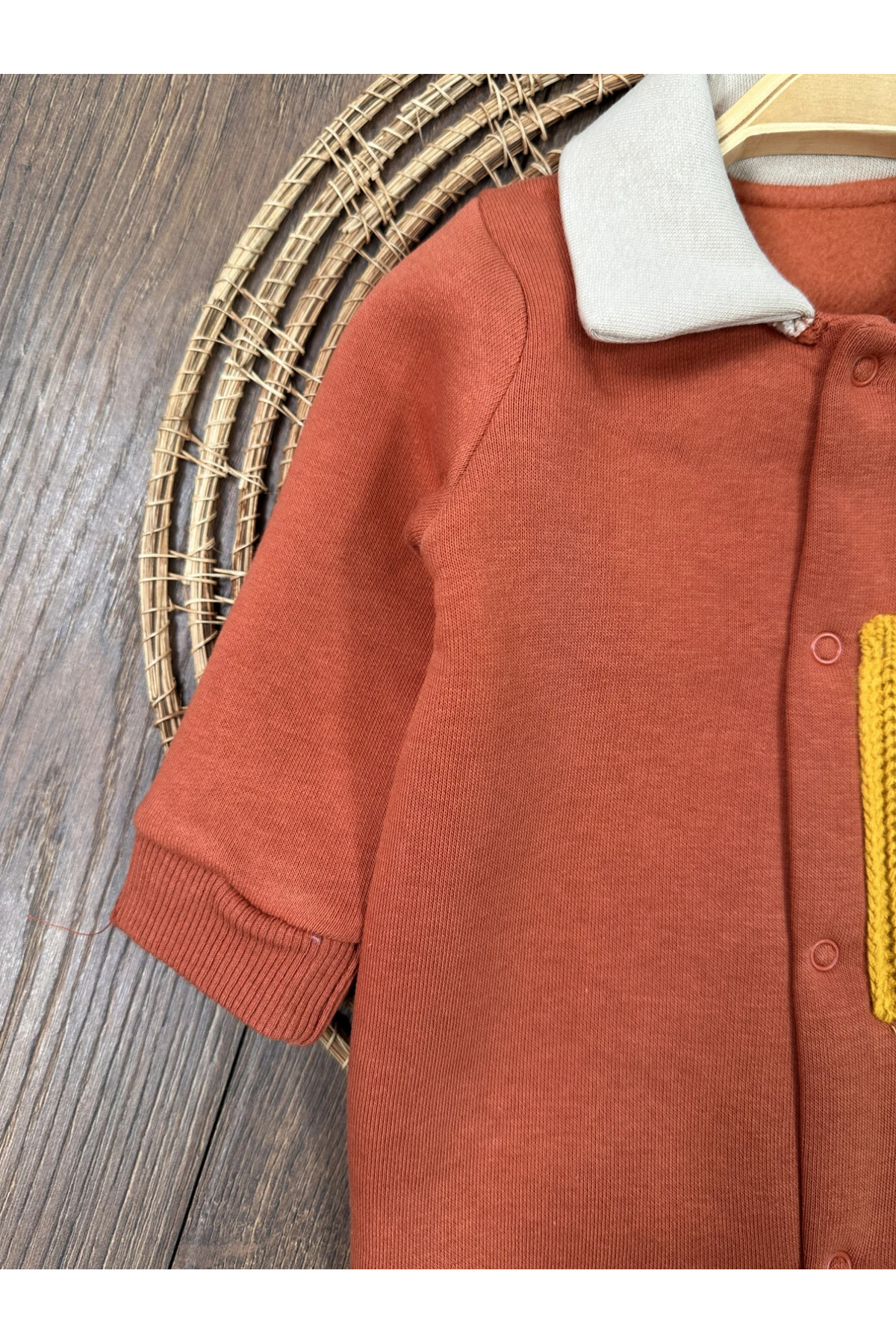 Bolly Baby 3 İplik İçi Şardonlu Polo Yaka Alttan Çıtçıtlı Kışlık Erkek Bebek Tulum fotoğrafı 3 (önizleme)