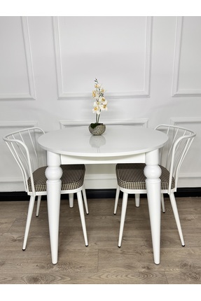 ECCES BB 90 x 90 Yuvarlak Masa Beyaz MDF (Sadece Masa) Masa Mutfak Masası Bal...