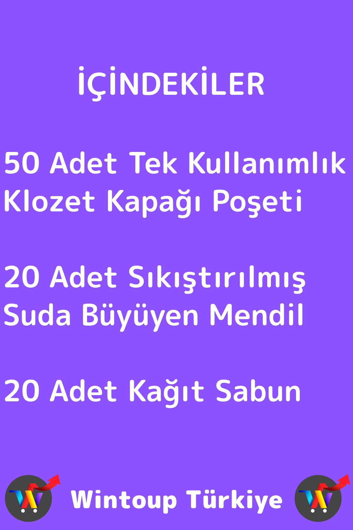 Wintoup Seyahat 50 Adet Klozet Kapak Örtüsü 20 Adet Suda Büyüyen Mendil 20 Adet Kağıt Sabun Özel Hijyen Seti fotoğrafı 5 (önizleme)