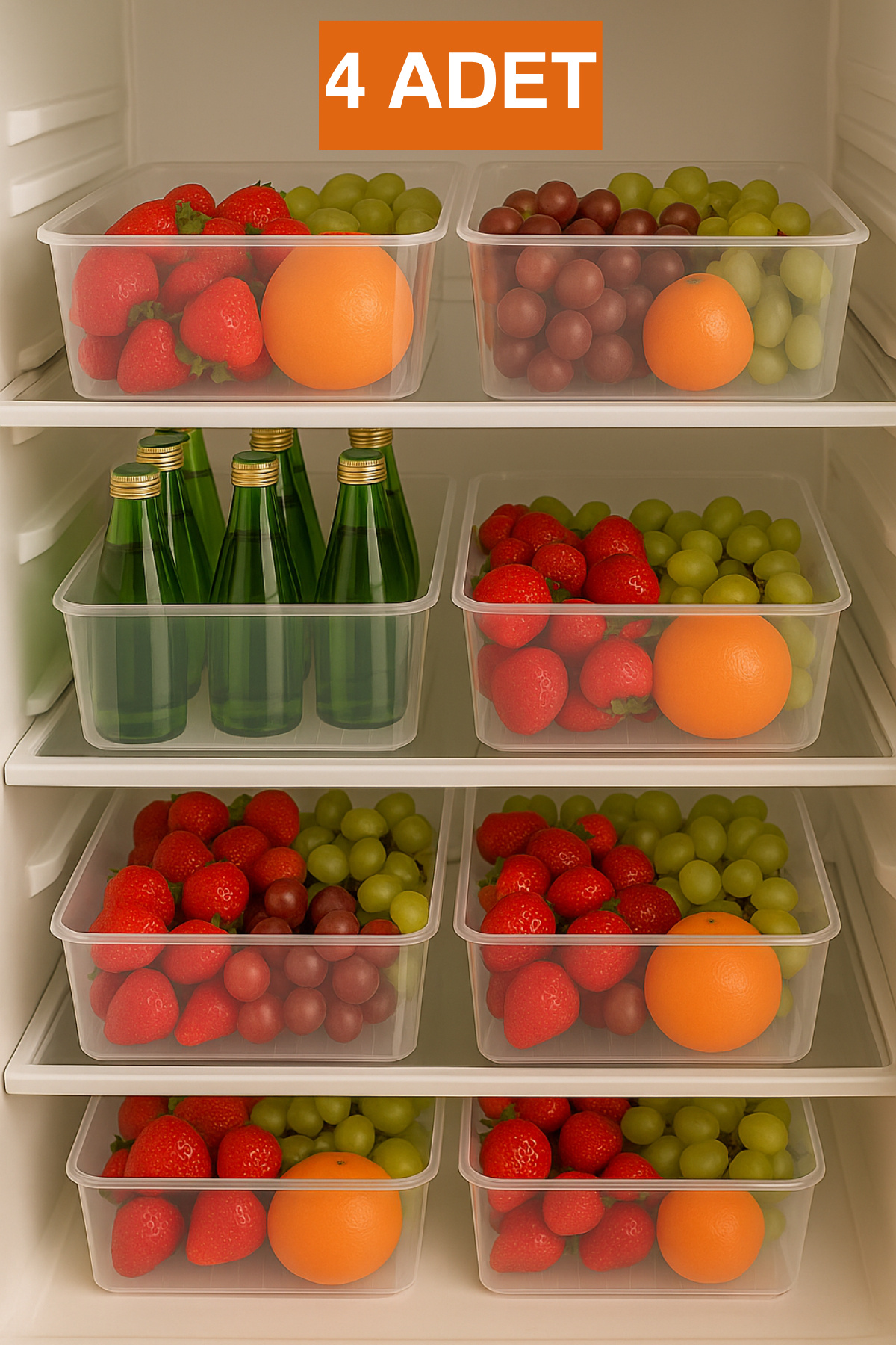 Mim Life 4'lü Buzdolabı Dolap Içi Düzenleyici Organizer Saklama Kabı 4 Litre