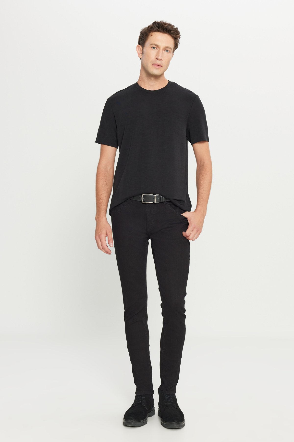 AC&Co / Altınyıldız Classics  Erkek Siyah Diz İzi Yapmayan Pamuklu Esnek Denim Jean Kot Pantolon Ekstra Slim Fit Dar Kesim Rıss - Görsel 7