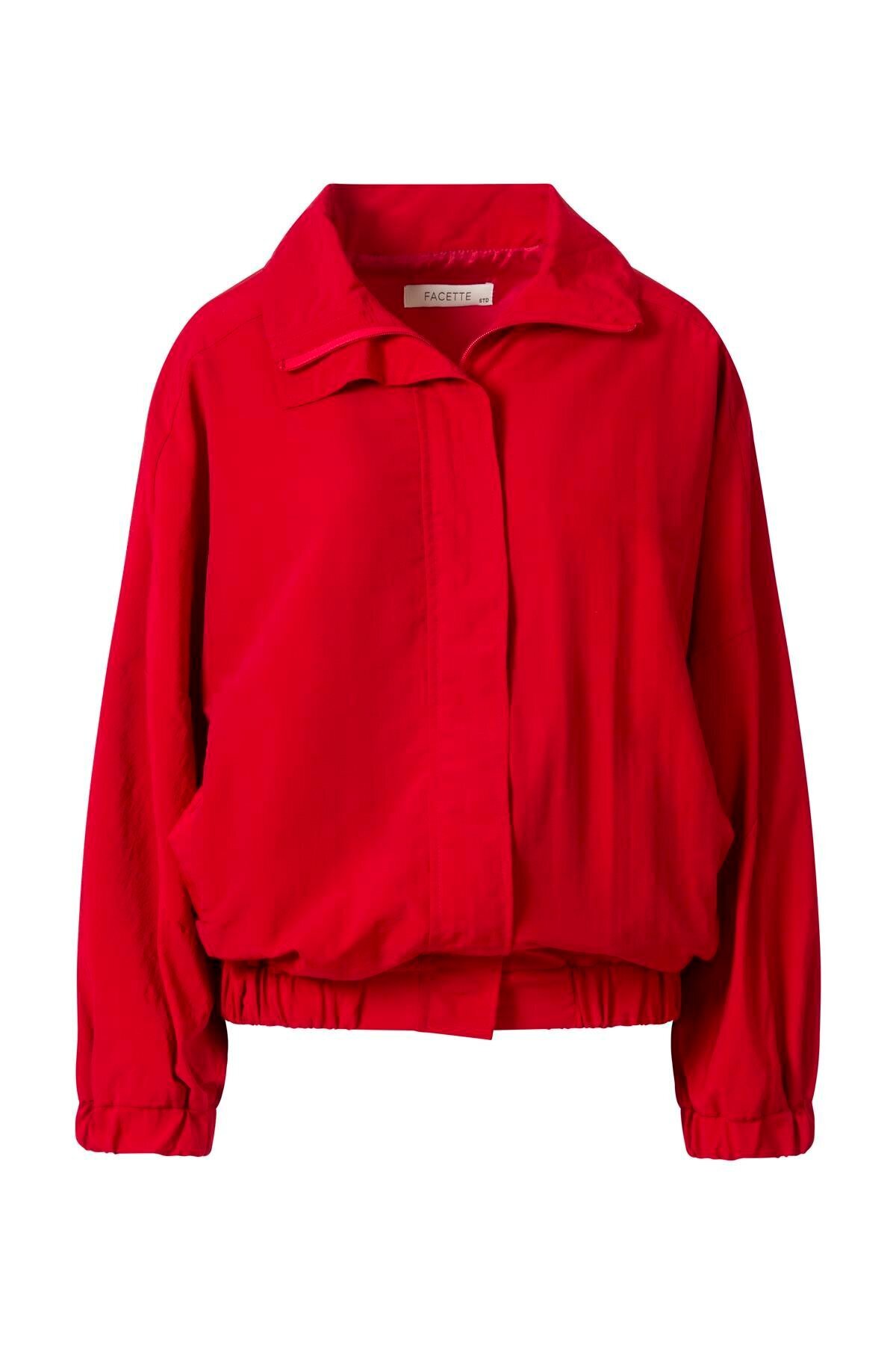 FACETTE  Fermuarlı Oversize Ceket Kırmızı - Görsel 6