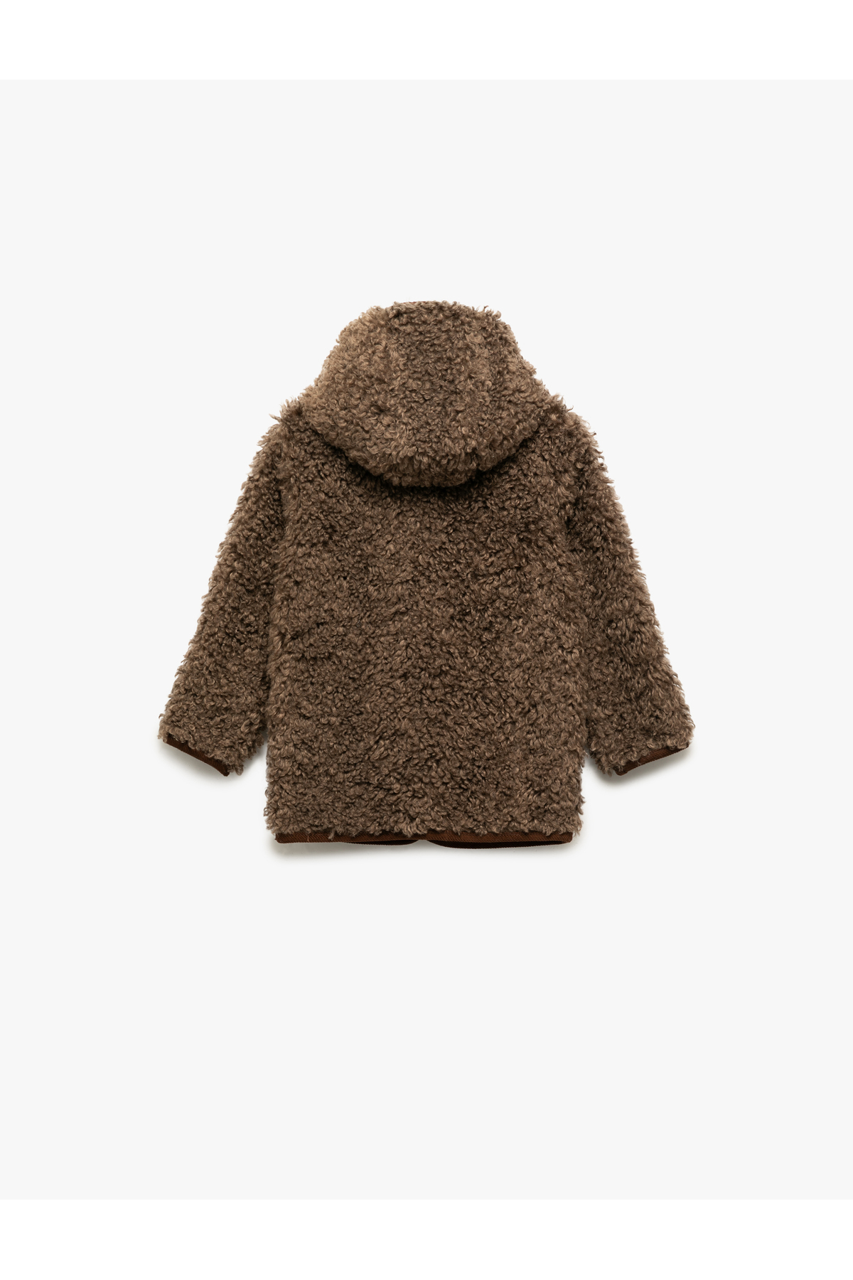Koton Uzun Kollu Cep Detaylı Kapşonlu Peluş Mont fotoğrafı 2 (önizleme)