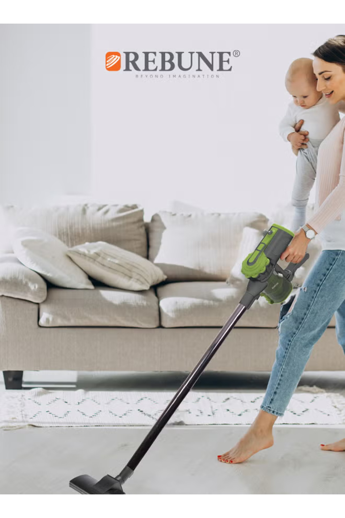 مكنسة كهربائية سلكية خفيفة الوزن 0.8 لتر 600 وات RE-9-022 أخضر/أسود