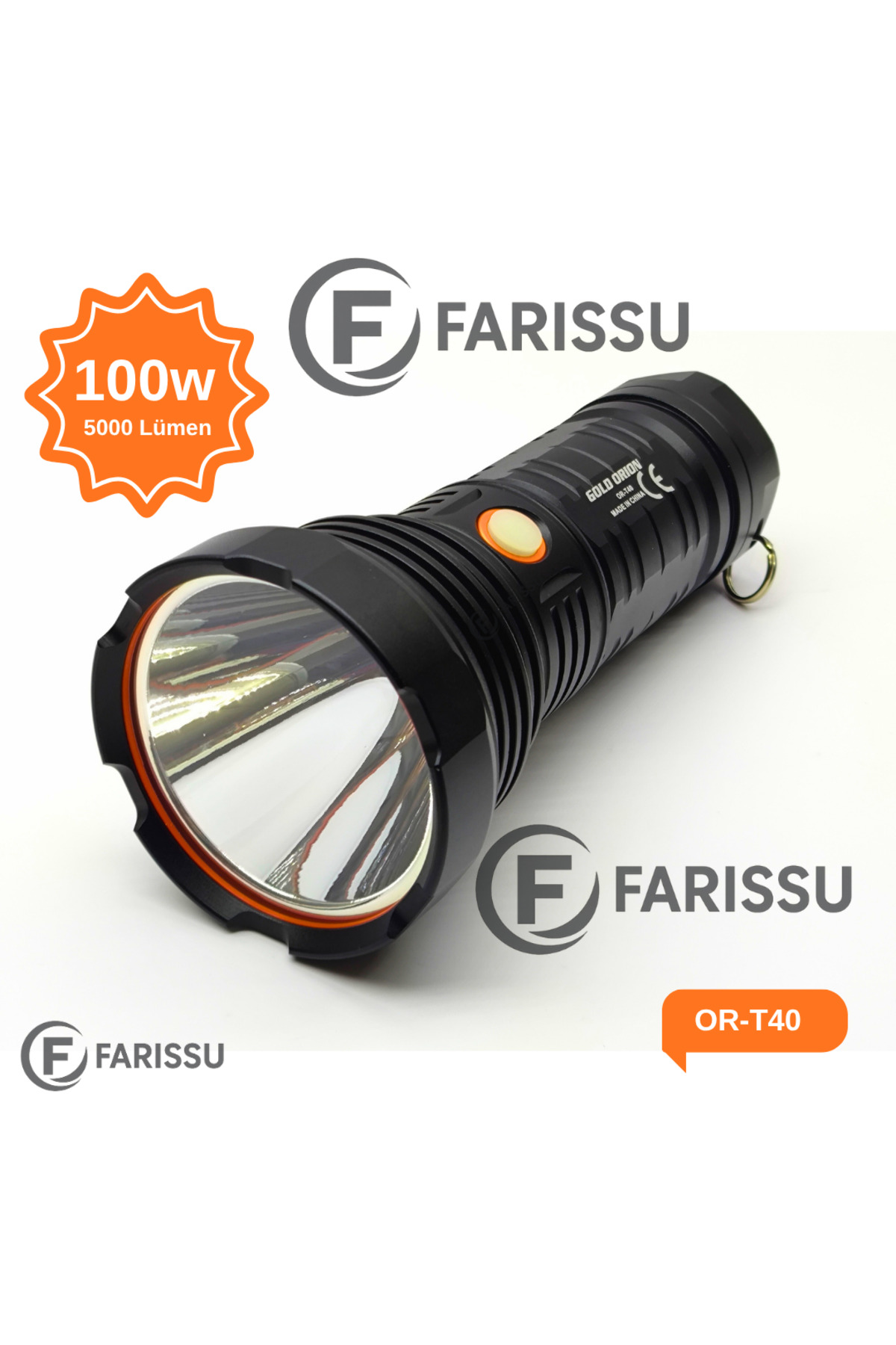 farissu OR-T40 100W 5000 Lümen Şarj Edilebilir LED El Feneri