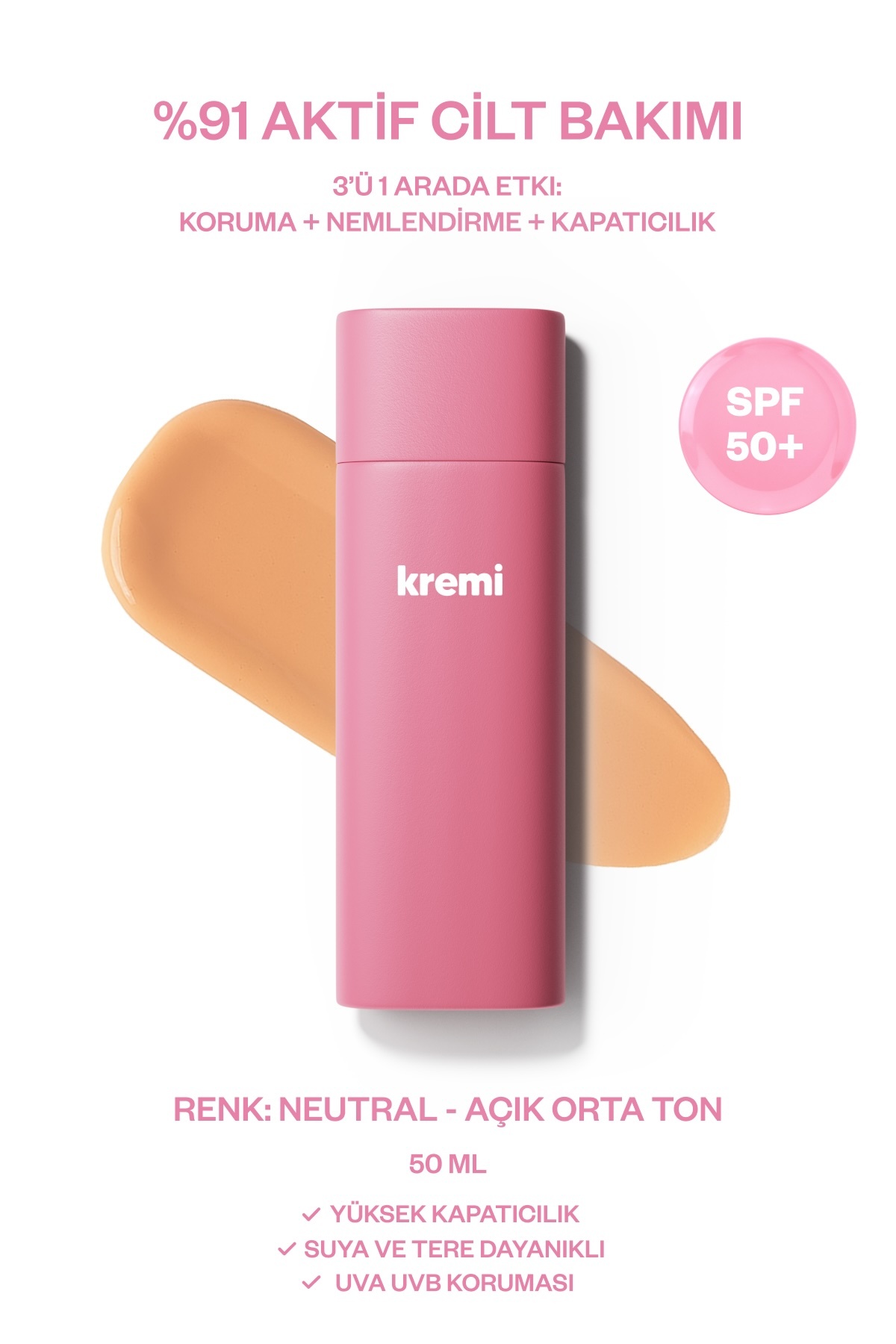 ست اسفنج آرایشی با پوشش بالا و SPF50، مرطوب کننده و درخشان کننده، 50 میلی لیتر — بژ K860 — تصویر 3 از 5