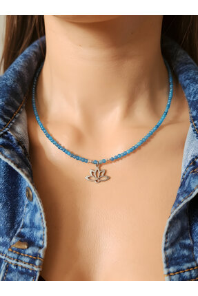 Home Doğaltaş Apatit Lotus Çiçeği Kolye