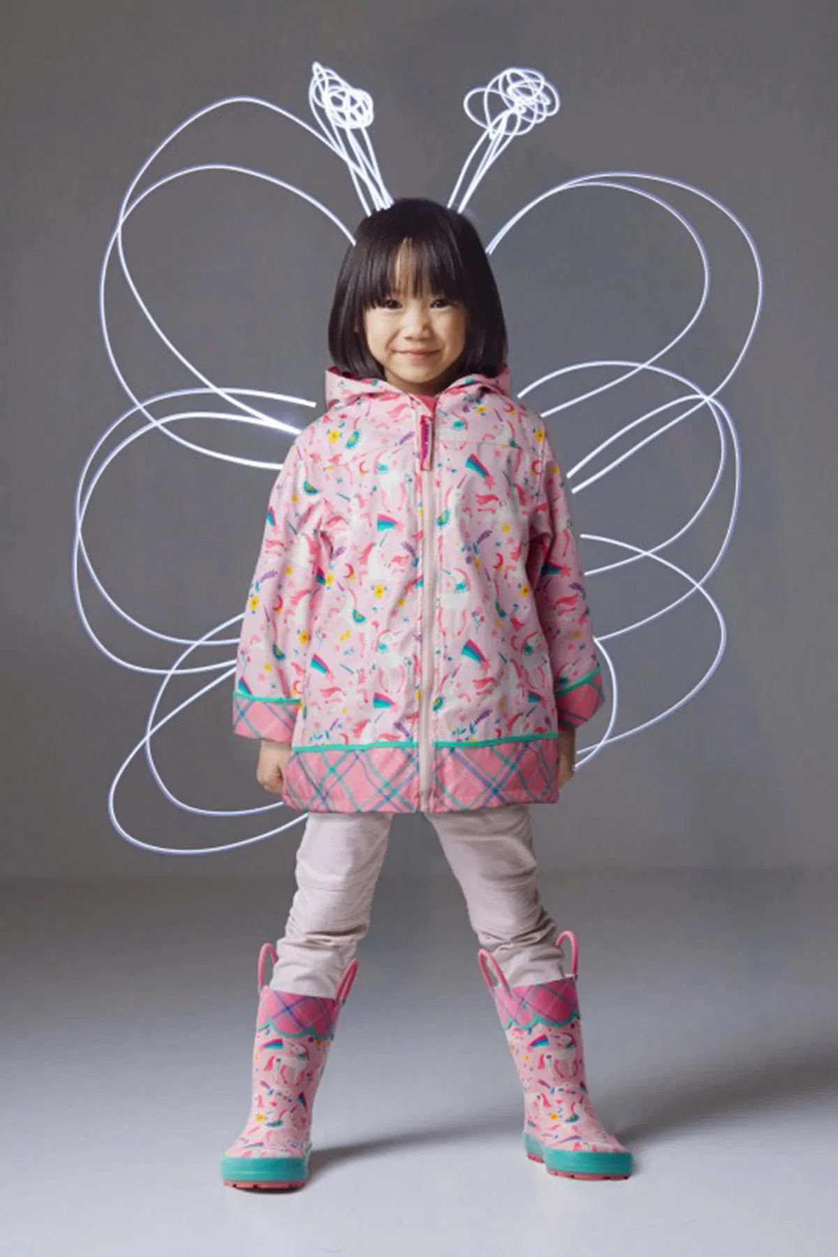 Stephen Joseph Kız Çocuk Unicorn Kapişonlu, Astarlı Poliüretan Yağmurluk fotoğrafı 3 (önizleme)