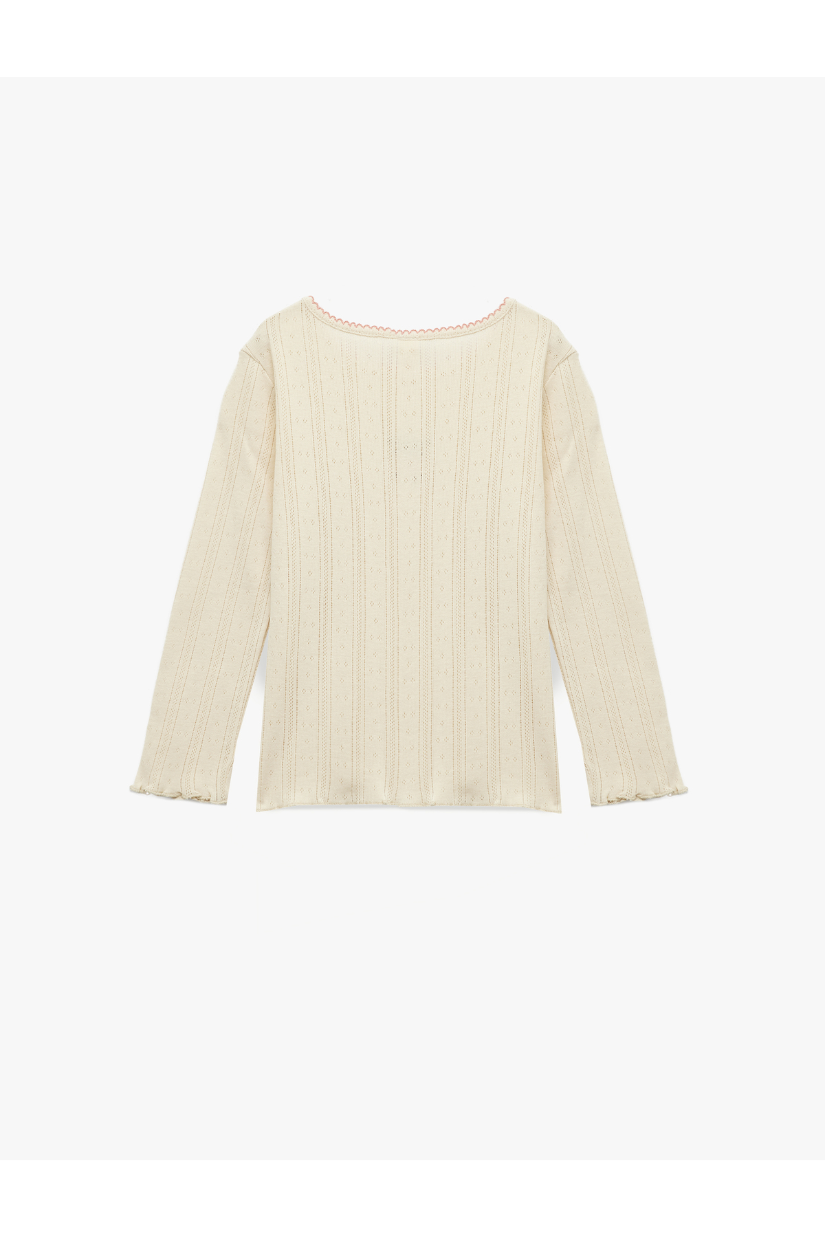 Koton Pamuklu Bisiklet Yaka Nakış Detaylı Uzun Kollu Tişört fotoğrafı 2 (önizleme)