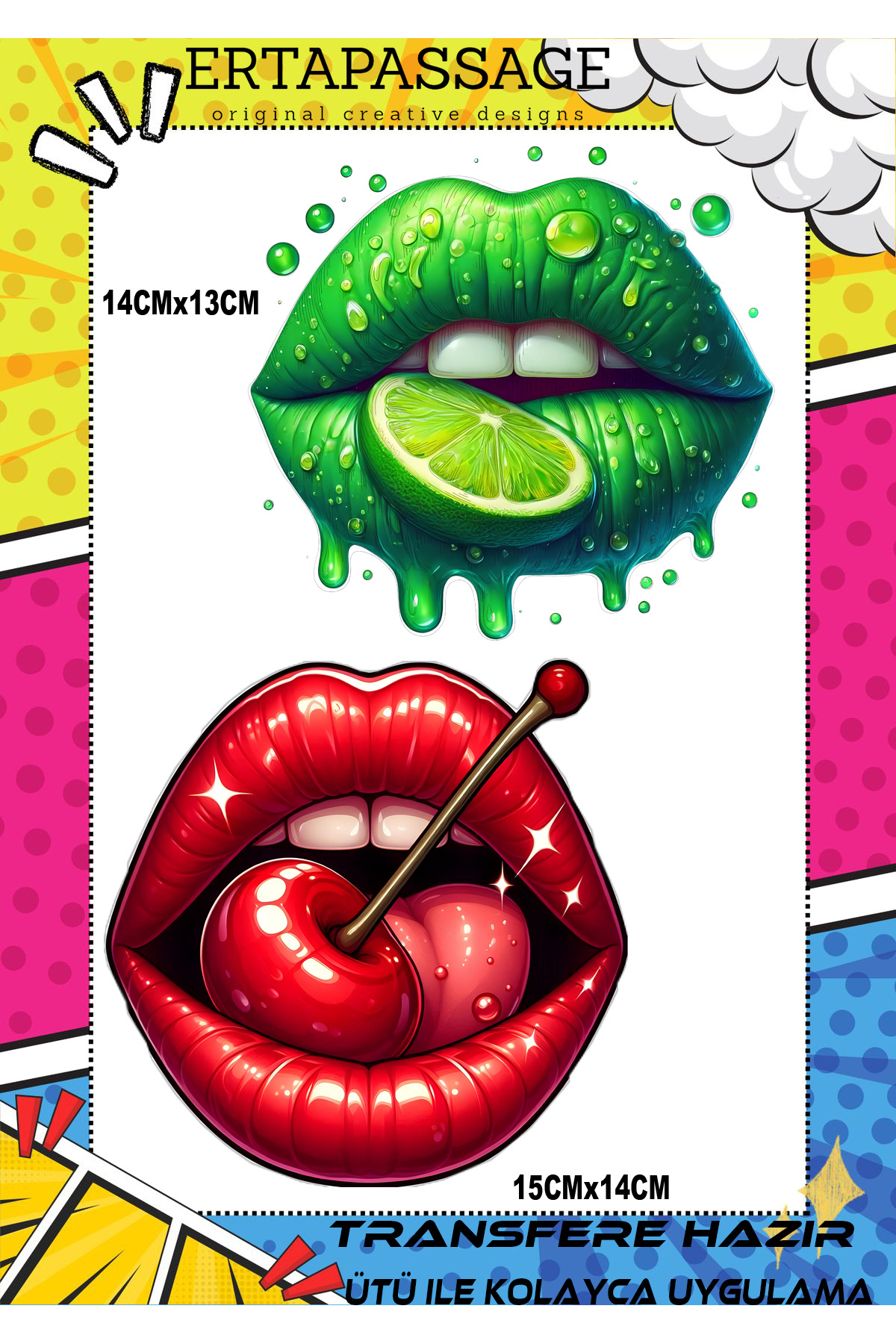 ErTaPassage Kiss 3 DTF Transfer Baskı – Ütüyle Yapışan – Tişört İçin Kolay Uygulama