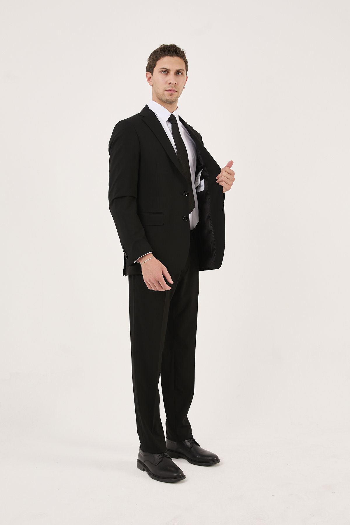 wodelli  Erkek Siyah Takım Elbise – Regular Pamuklu Kumaş - Görsel 5