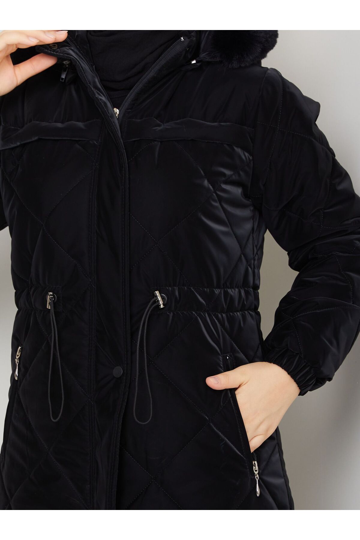 KMKkombin  KADIN GENÇ DOLGULU KOL LASTİKLİ KAPİTONE MONT KABAN 198 - Görsel 2