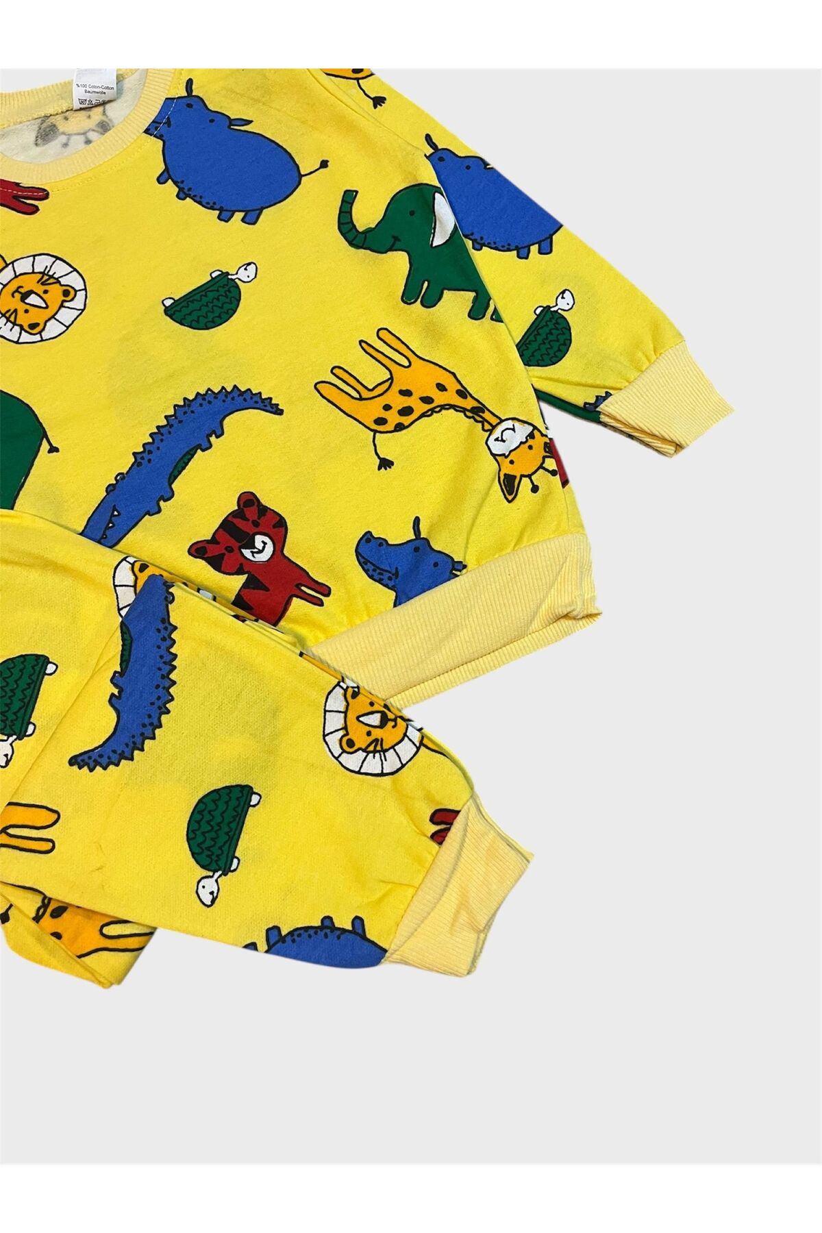 ALİŞ KİDS Erkek Çocuk Pamuklu Şardonlu Sarı Safari Desenli Uzun Kollu Kışlık Pijama Takımı fotoğrafı 2 (önizleme)