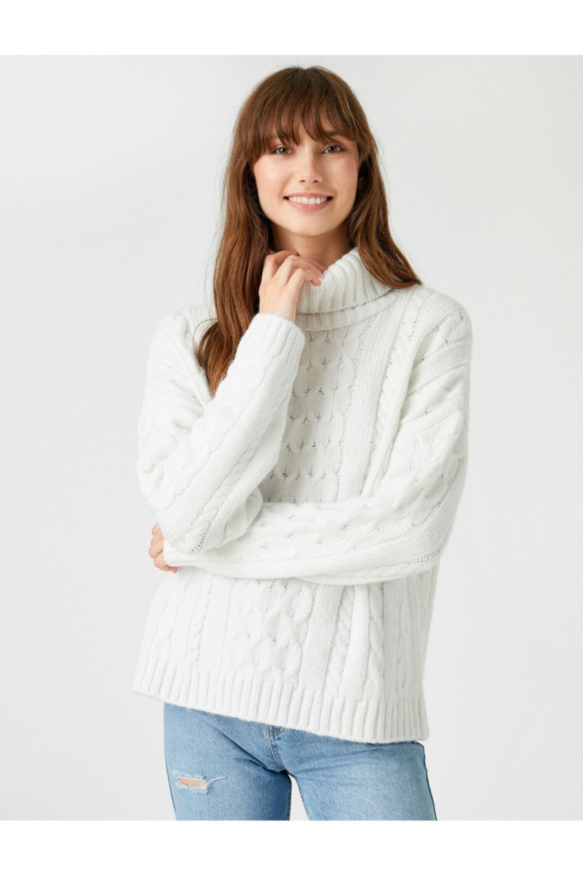 Koton Pullover Weiß Regular Fit Fast ausverkauft