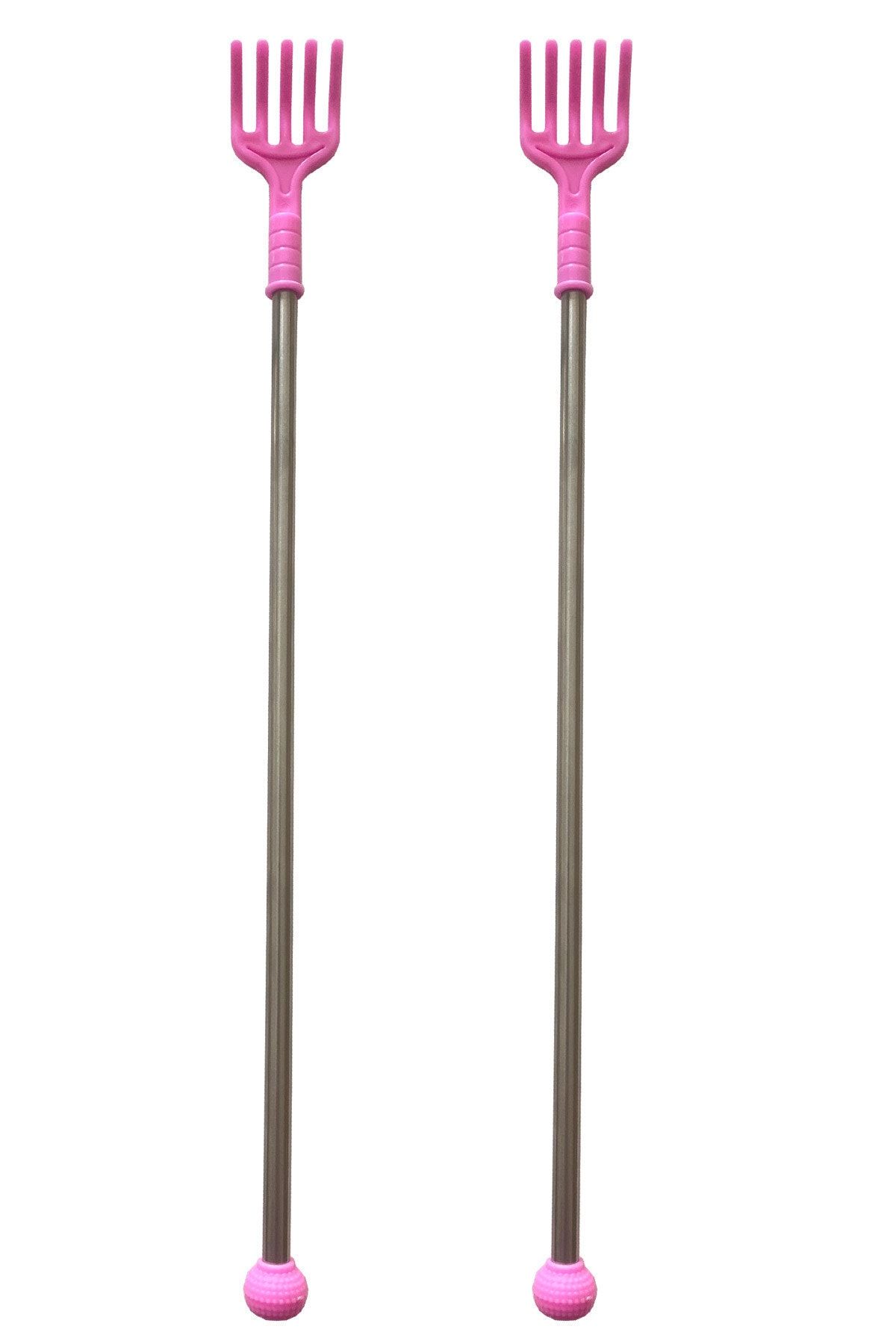 2 Adet Pembe Metal Saplı Sırt Kayışıcı Sırt Kaşıma Çubuğu 42 cm