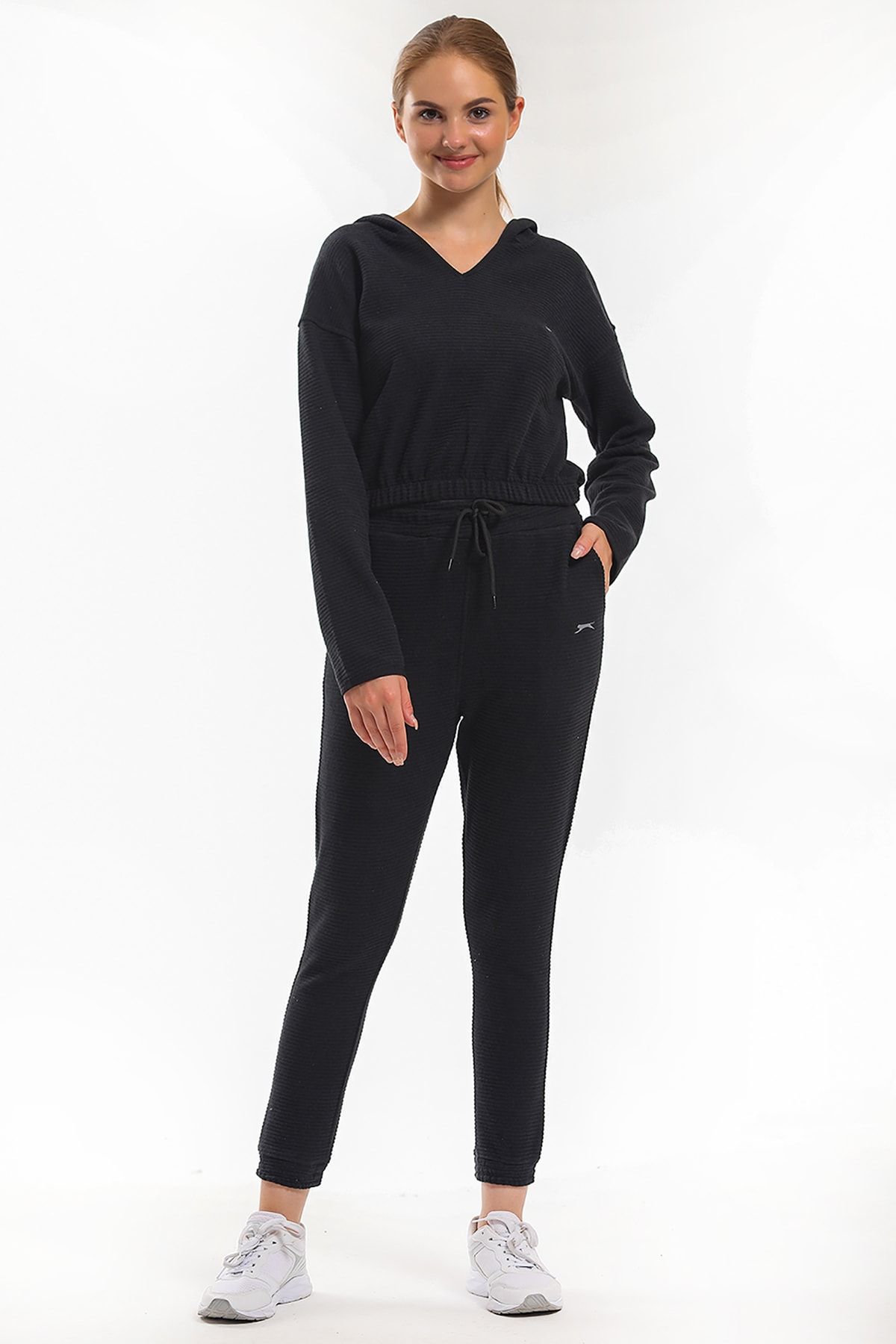 Ladies black tracksuit sales