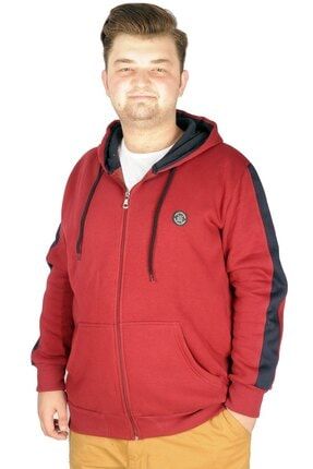 Büyük Beden Erkek Sweatshirt Arm Strap 21503 Bordo