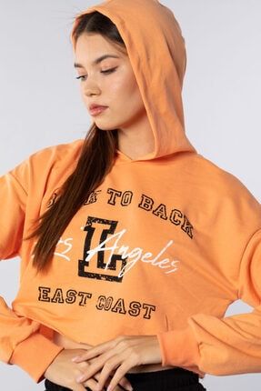 Los Angeles Yazı Baskılı Sweatshirt-9633 Kavun 399-21M160003.83