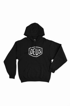 Deus Temalı Siyah Unisex Hoodie BND1B00020H