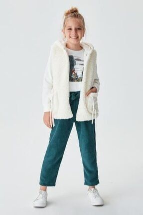 Kız Çocuk Kışlık Manzara Desenli Içi Şardonlu Taşlı Sweatshirt 22KSWTZ31340