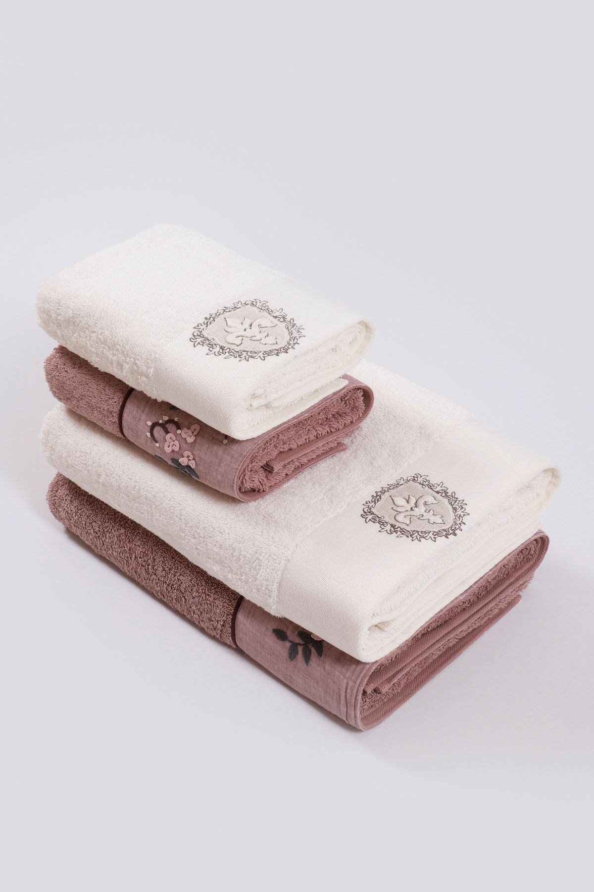 Ecocotton %100 Organik Pamuk Alvin Hamam Seti Lila/krem