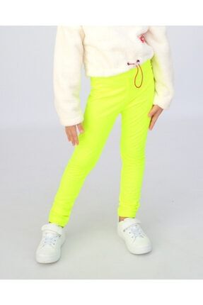 Kız Çocuk Neon Yeşil Içi Şardonlu Tayt KC0254