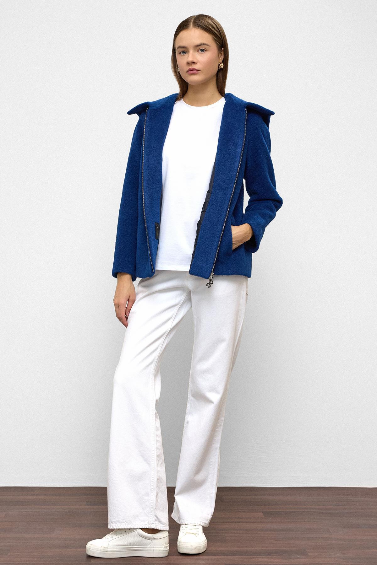 Olcay  Çıkabilir Kapüşonlu Fermuar Detaylı Oversize Kaban SAKS 3128 - Görsel 4