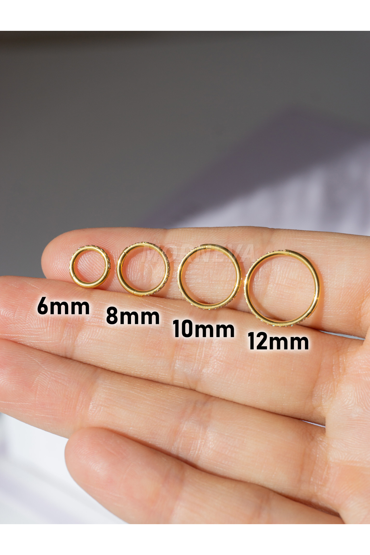 MORNEVA Cerrahi Çelik Tam Tur Taşlı Halka Helix Conch Piercingi (1 Adet) görsel 3
