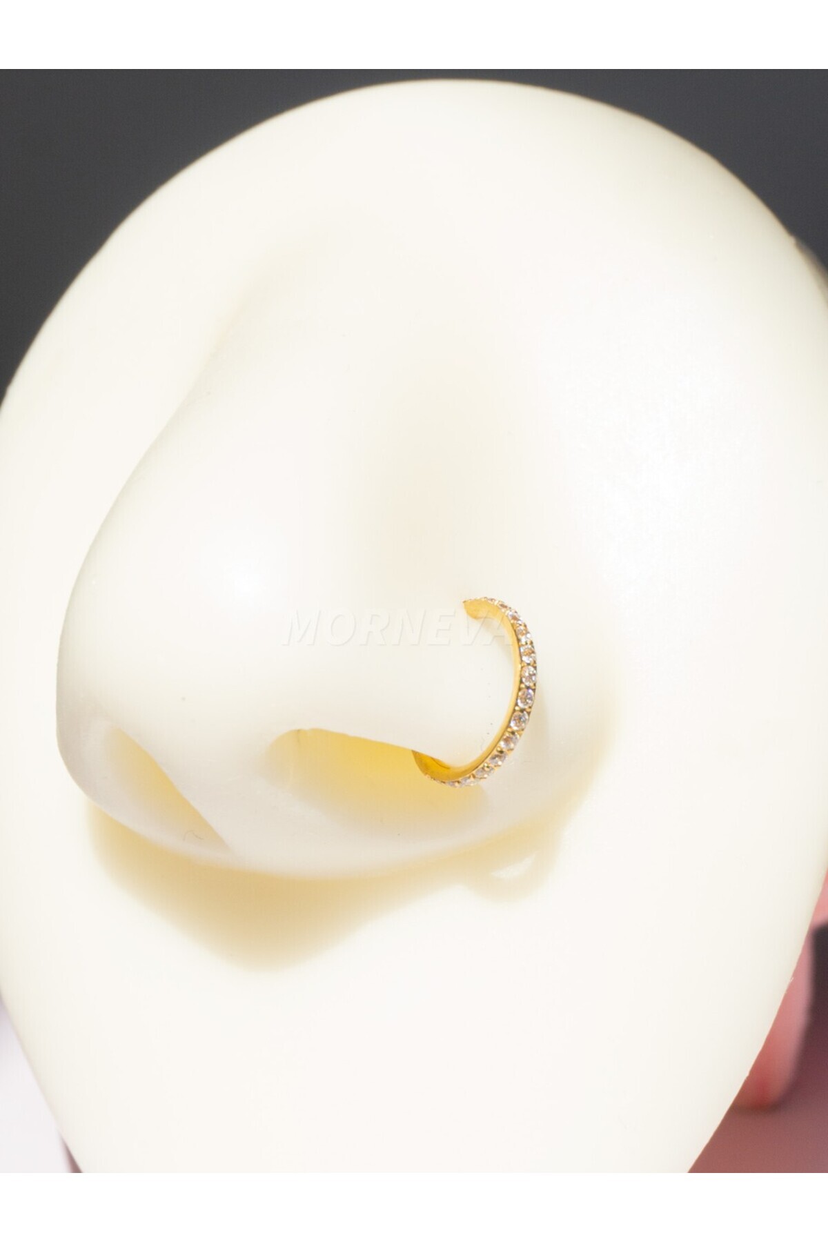MORNEVA Cerrahi Çelik Tam Tur Taşlı Halka Helix Conch Piercingi (1 Adet) görsel 6