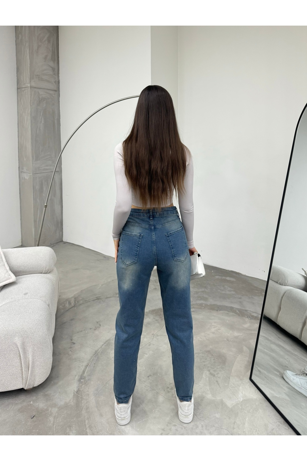 BİKELİFE Flexible/Lycra-Mom-Jeans mit hoher Taille für Damen