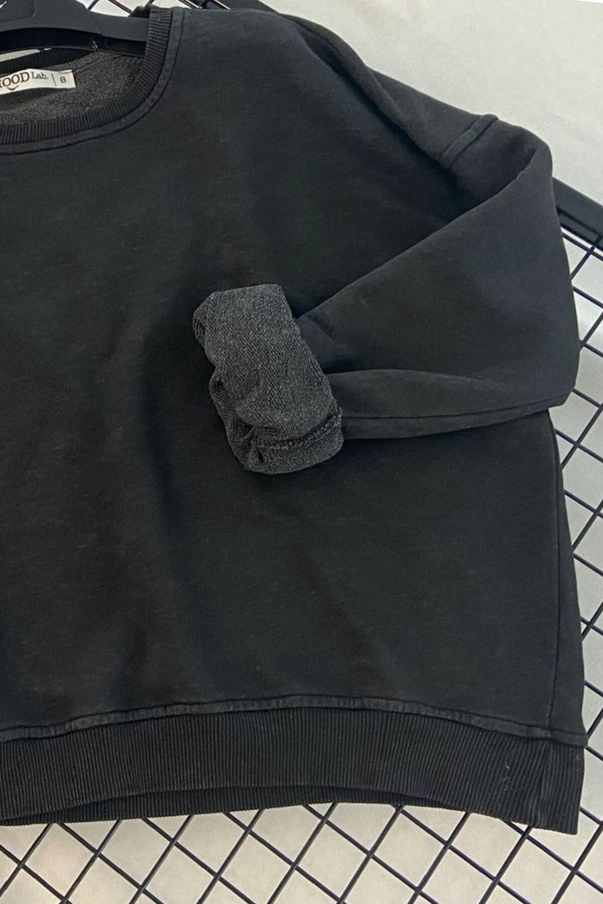Mood Lab  Taş Yıkama Eskitme Efektli Back to School Siyah Sweatshirt - Görsel 5