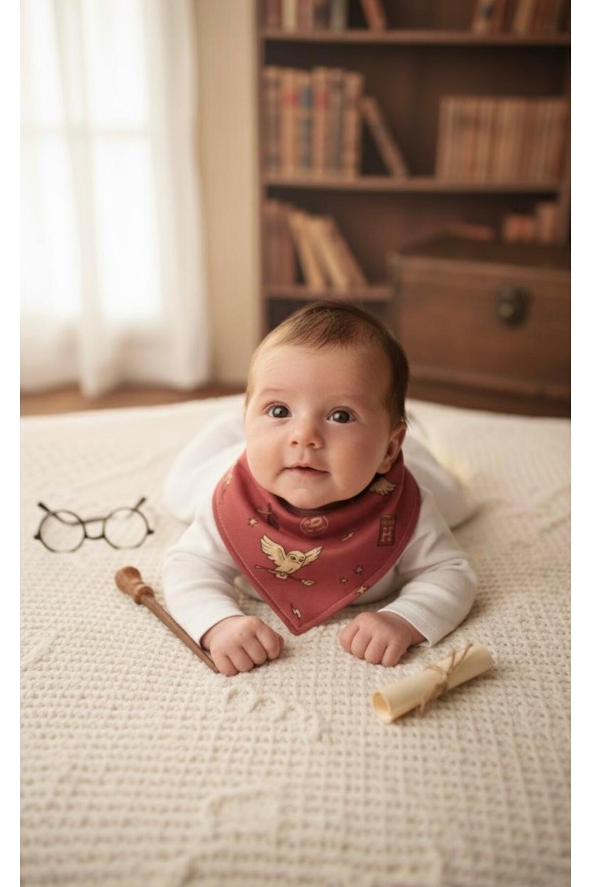 Lumos Trade Unisex Bebek Organik Kumaş Siyah Beyaz Desenli Fular Mama Önlüğü - Salya Önlüğü 5 Adet fotoğrafı 4 (önizleme)