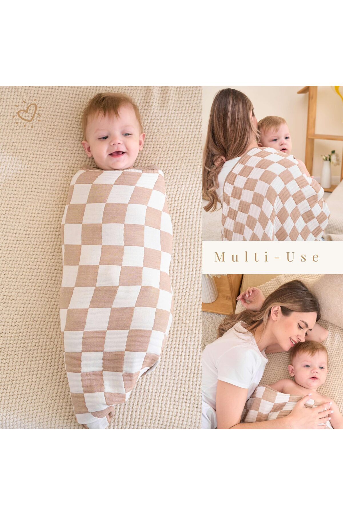 MUSSHE Çok Amaçlı Müslin Örtü & Battaniye 3'lü Set %100 Organik Pamuk Emzirme Kundak Puset Örtüsü 90x80 Cm fotoğrafı 5 (önizleme)
