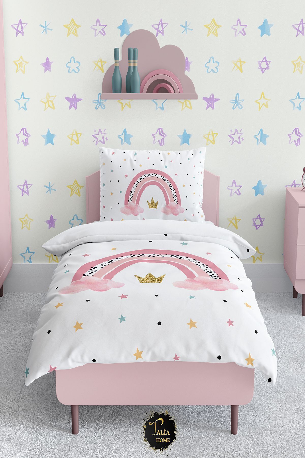Talia Home Gökkuşağı Desenli Çocuk ve Bebek Odası Nevresim Takımı TLAN-305 fotoğrafı 5 (önizleme)