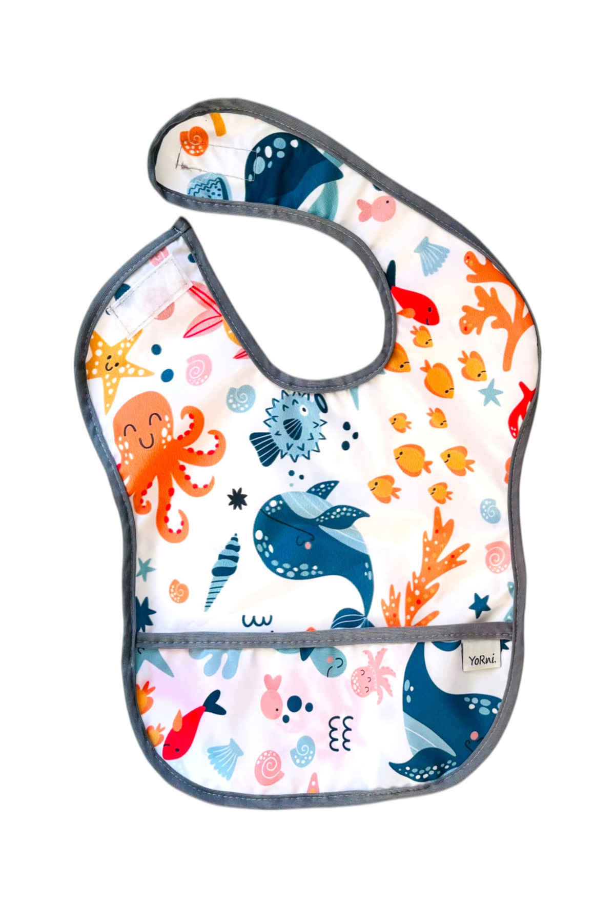 yorni 2 Adet, Sea World, 6-24ay Boyundan Cırtlı, Su Geçirmez, Cepli, Makinada Yıkanabilir Mama Önlük fotoğrafı 2 (önizleme)