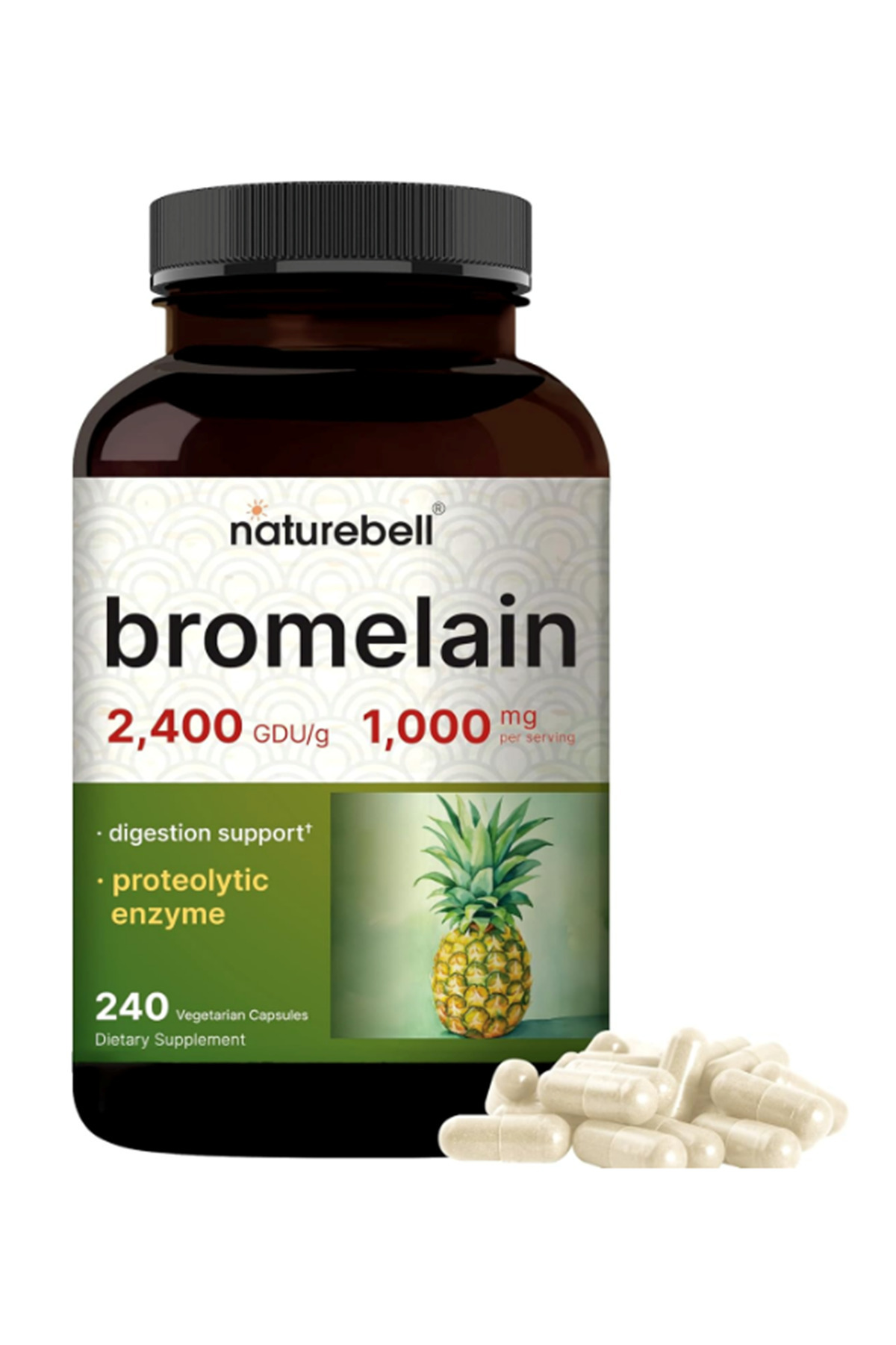 Naturebell Bromelain 1000mg 240 Veggie Capsul.Usa Menşei. 3945