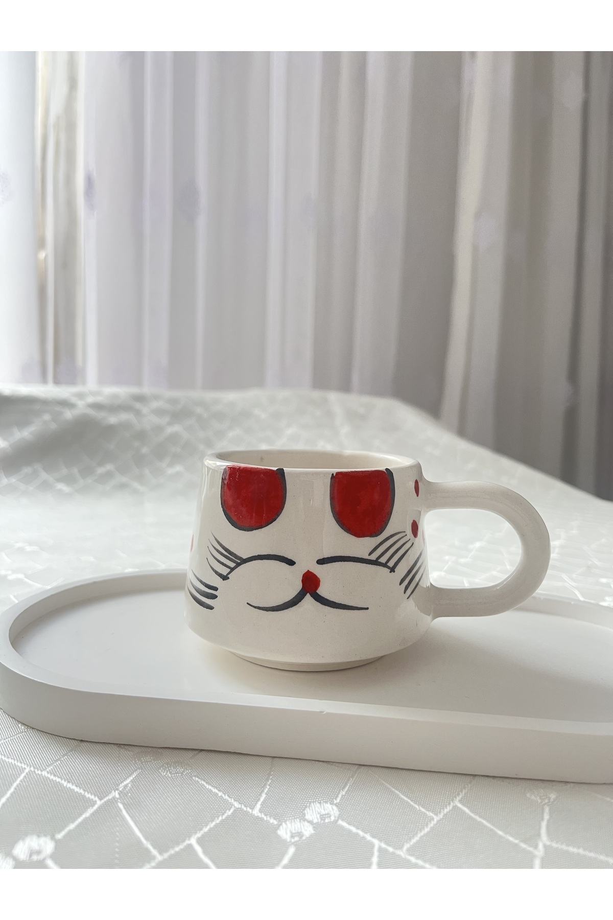 Kedili Kupa Bardak Çay Kahve Fincanı 200 ml