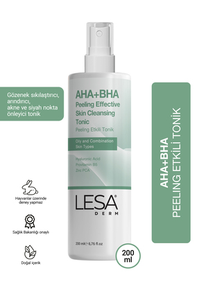 Lesaderm AHA + BHA Peeling Etkili Tonik Gözenek, Akne ve Siyah Nokta Karşıtı ...