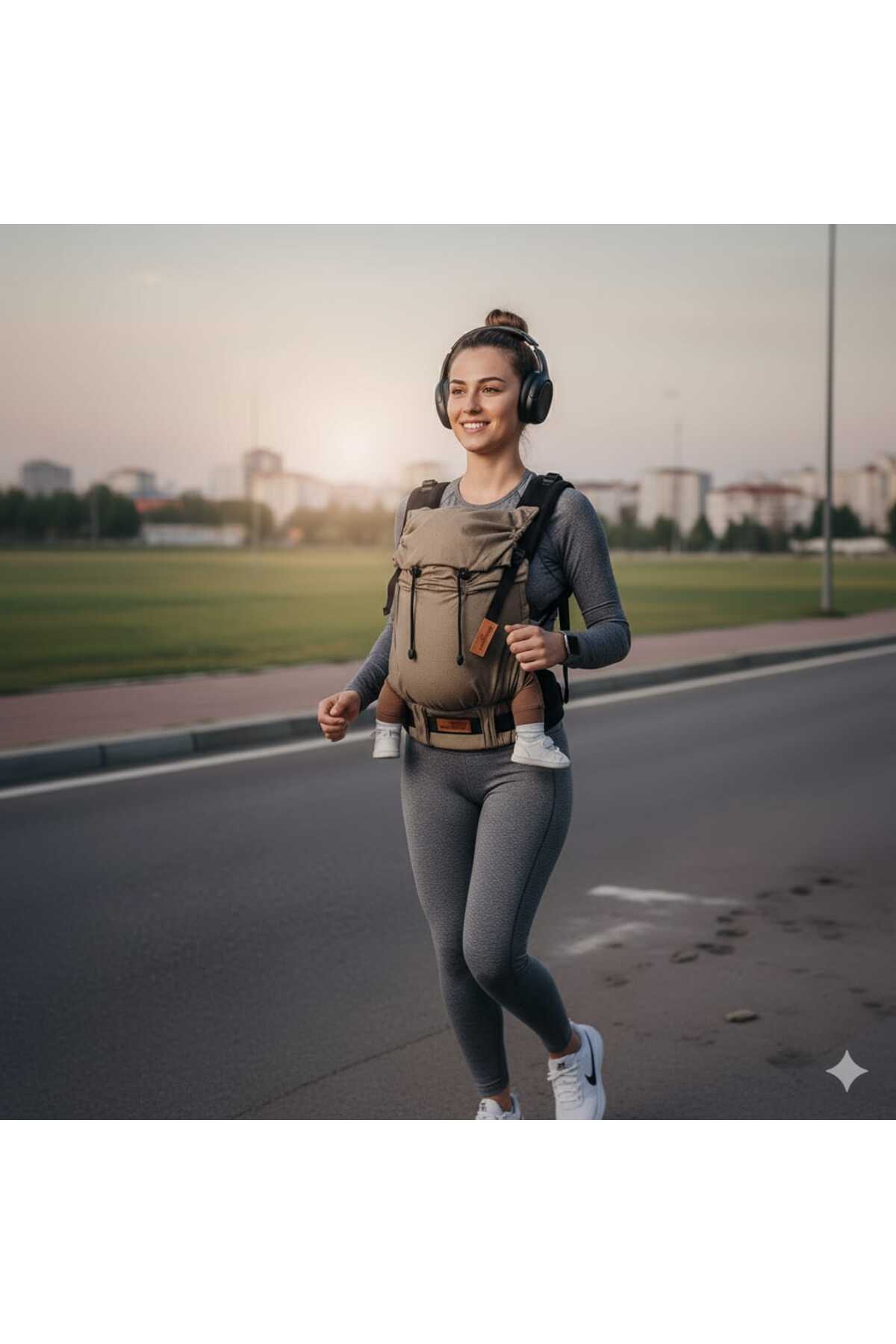 Baby Boroosh Bebekle Büyüyen %100 Pamuklu 0-4 Yaş Kahverengi New Age Ergonomik Bebek Kangurusu fotoğrafı 2 (önizleme)