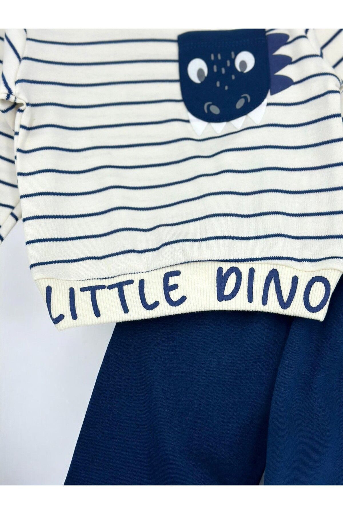 voyyo kids baby Erkek Bebek Mevsimlik Çizgili Bisiklet Yaka Uzun Kollu %100 Pamuk Bebek Takımı fotoğrafı 4 (önizleme)