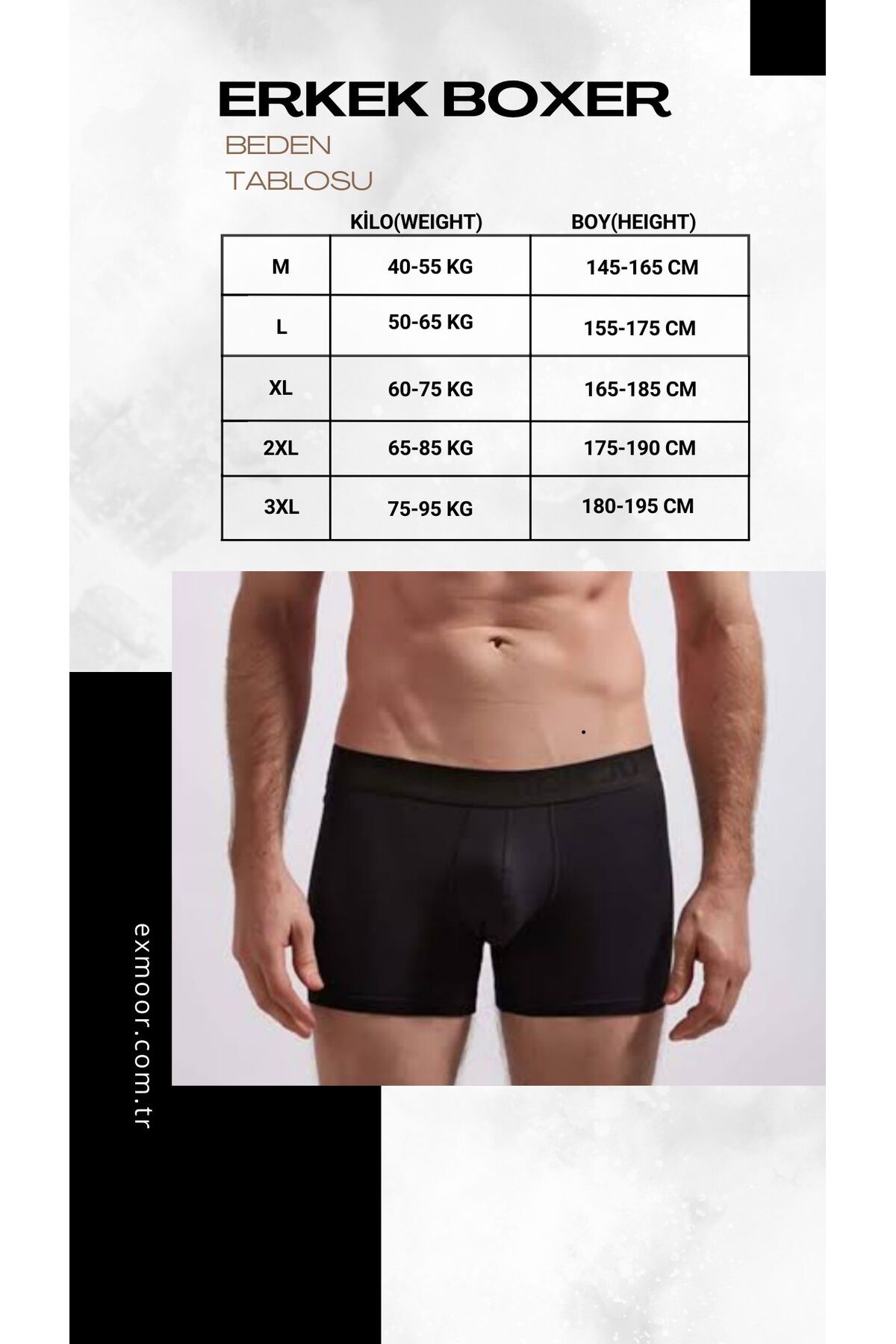 EXMOOR 10'lu Pamuklu Likralı Erkek Boxer görsel 3