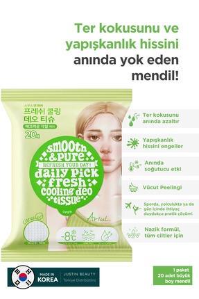 Ariul Smooth & Pure Fresh Cooling Deo Tissue (20 pcs) - Multi Fonksiyonel Veg...