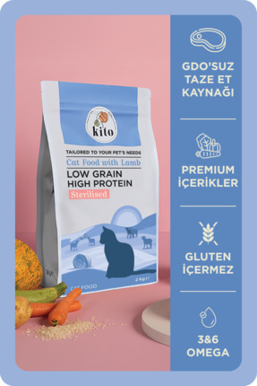 kito Doğal Besi Kuzu Etli Kısır Kedi Maması 2 Kg (SÜPER PREMİUM MAMA)