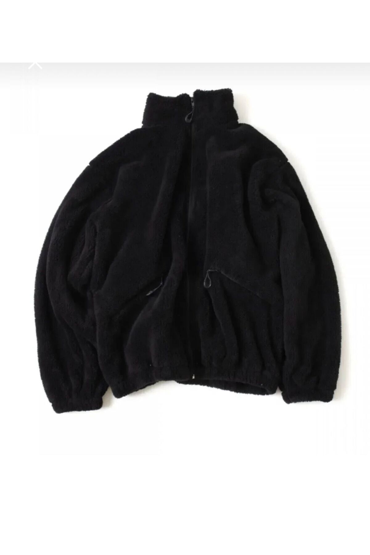 RANESA  Erkek Siyah Oversize Peluş Ceket - Görsel 6