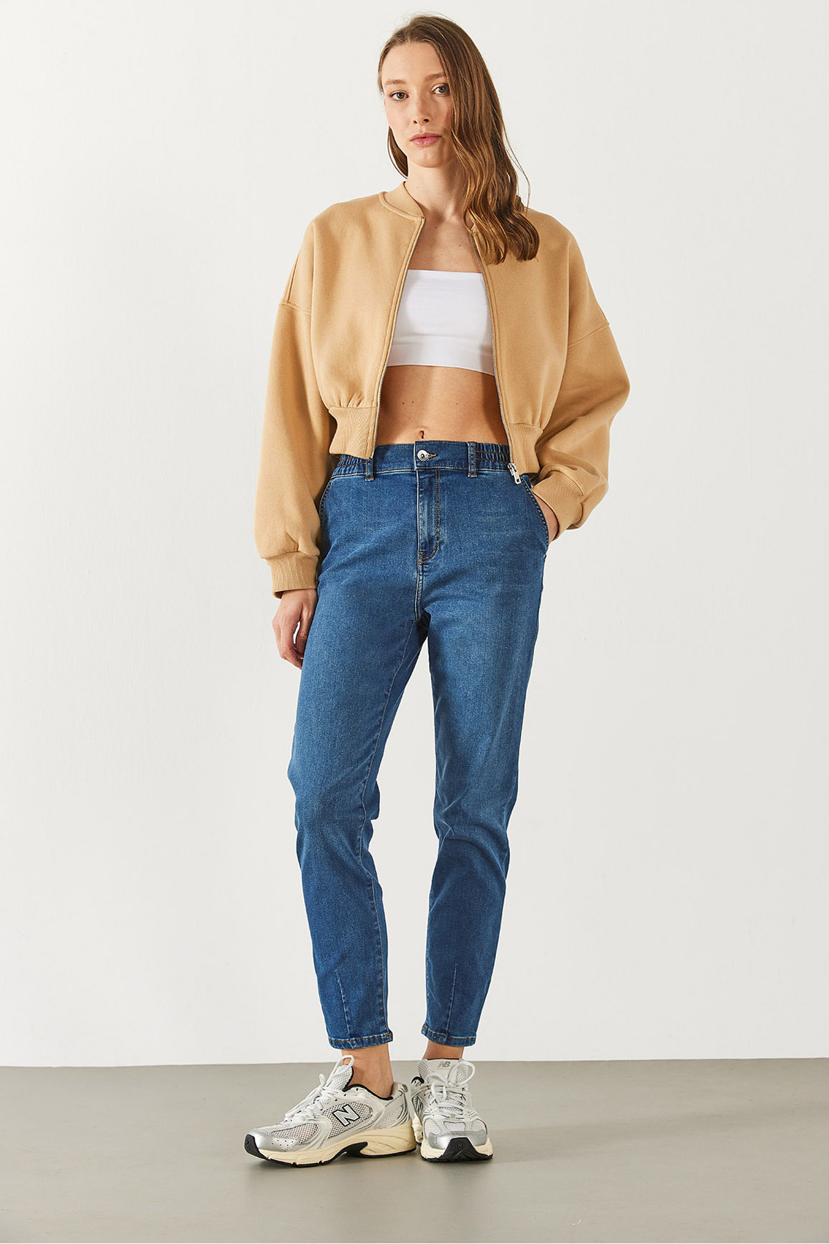 VENA  Kadın Norah Dark Blue Beli Lastikli Jean Pantolon - Dark Blue - Görsel 3