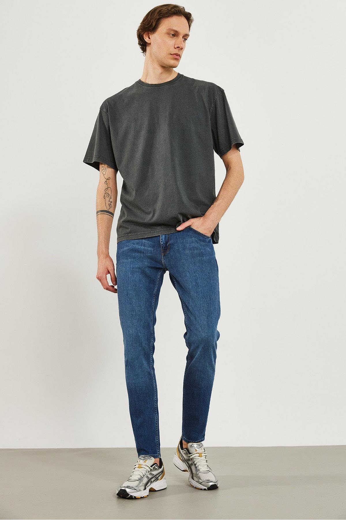 VENA  Teos Dirty Dark Blue Skinny Jean Pantolon-Dirty Dark Blue - Görsel 6