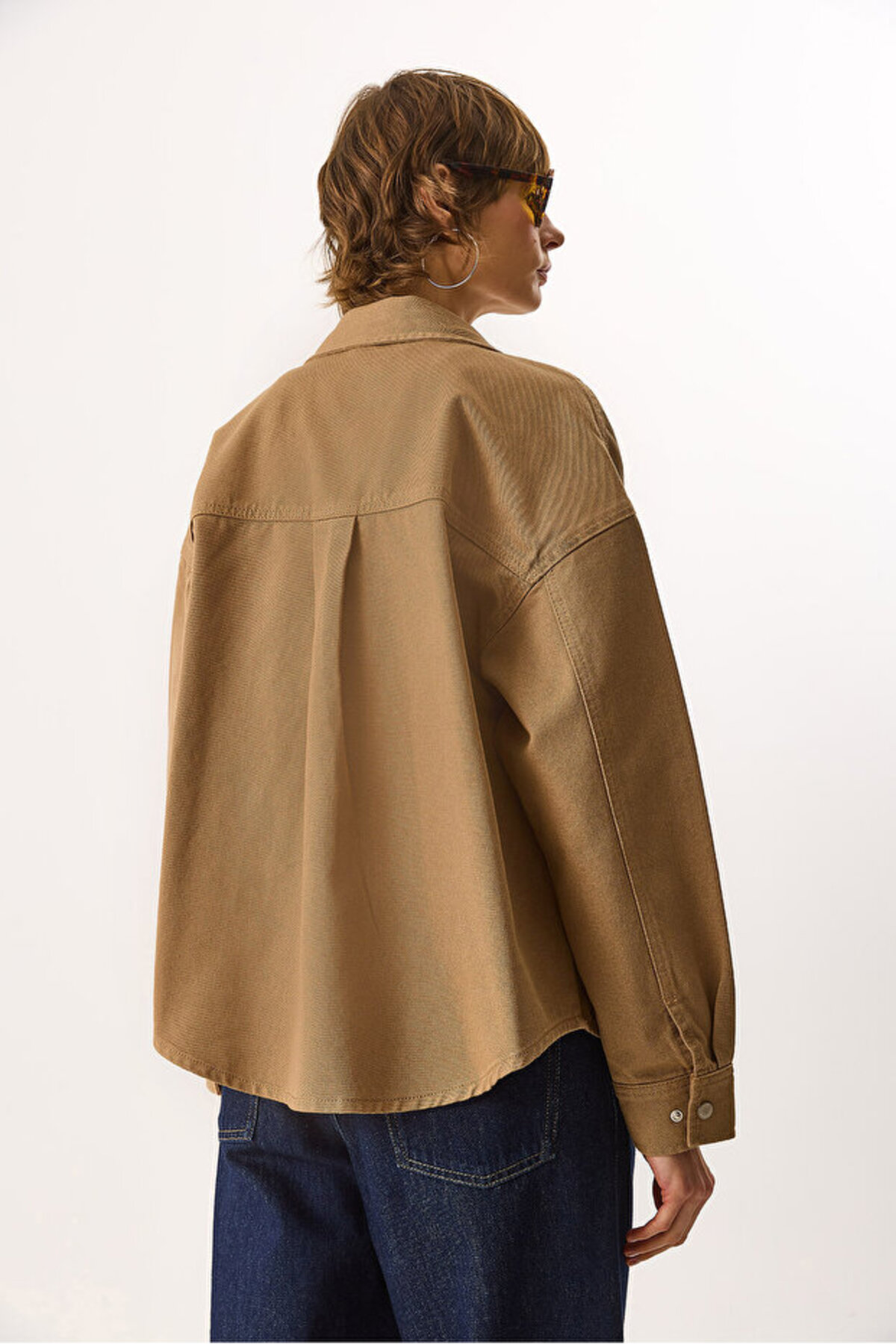 VENA  Kadın Sementa Renkli Jean Dış Gömlek %100 Pamuk - Camel - Görsel 3