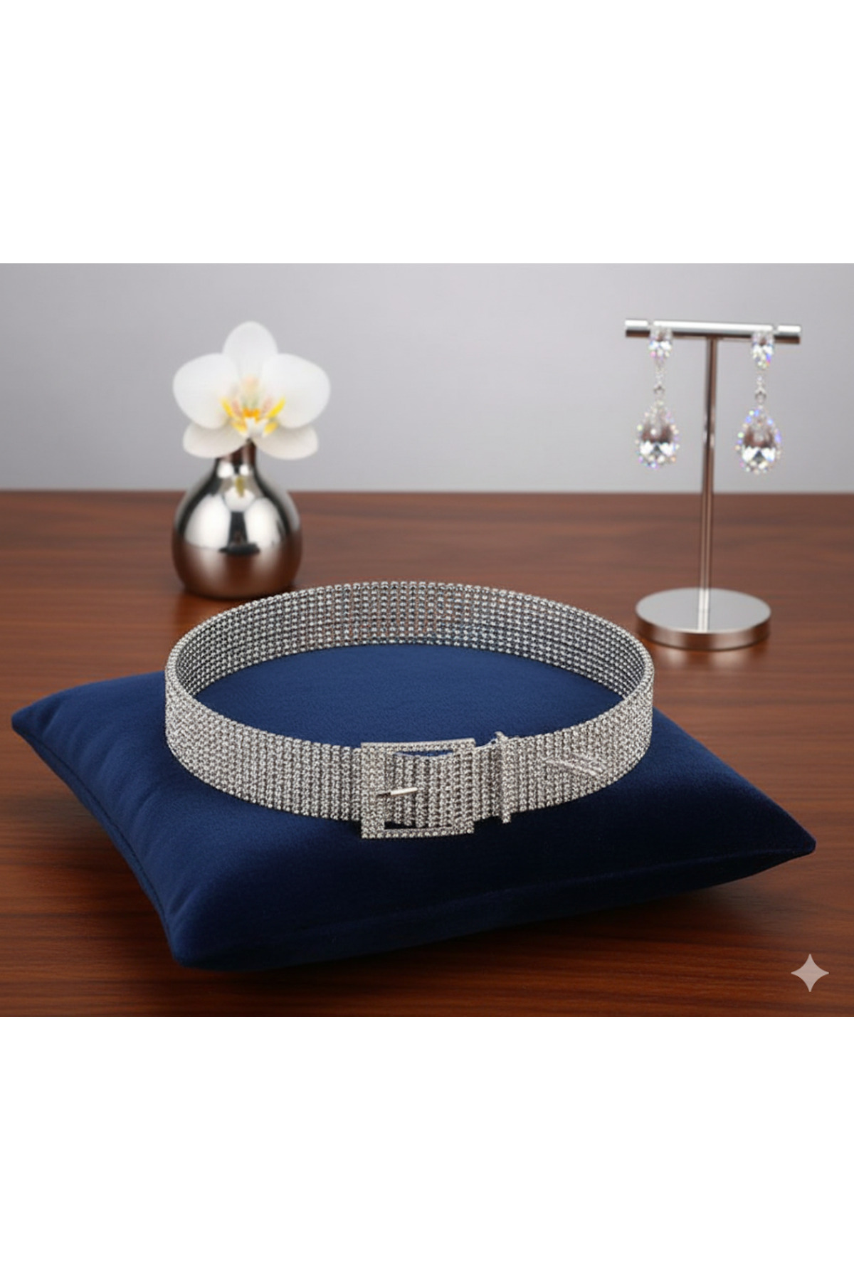 Gümüş Kaplama Choker Şık Taşlı Kolye Kemer veya Bileklik ( KUTULU ) Abiye Düğün Nişan Kına Davet